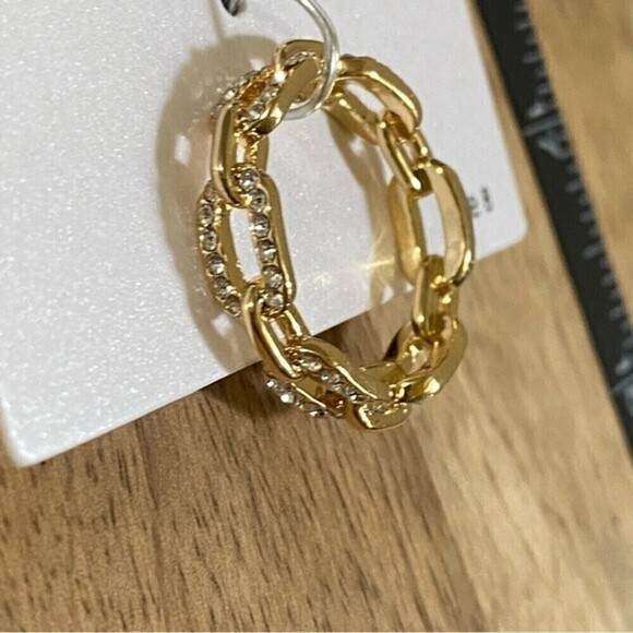 4/$20 BaubleBar Sugarfix Womens Ring Size 8 Chain Link Gem Accent Ring Gold Tone - Picture 6 of 6